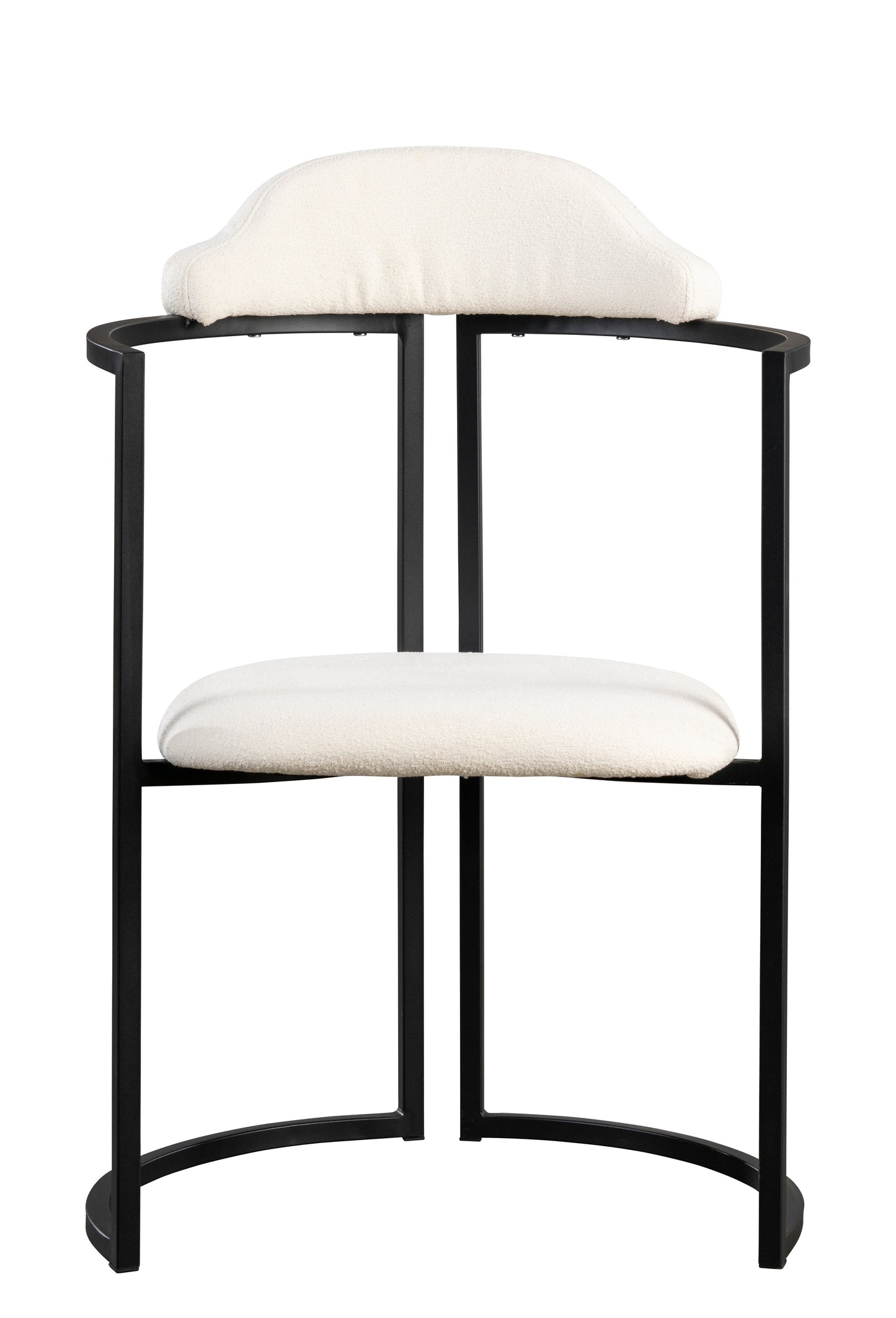 Bennett Boucle White Modern Dining Chair with Black Metal Base – Contemporary Side Chair