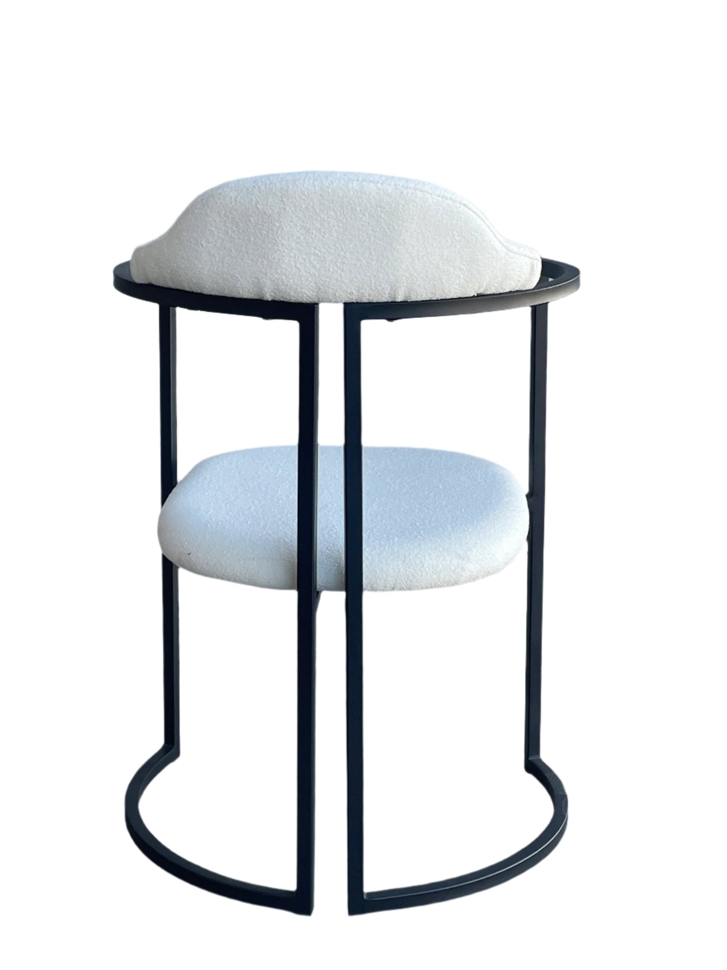 Bennett Boucle White Modern Dining Chair with Black Metal Base – Contemporary Side Chair