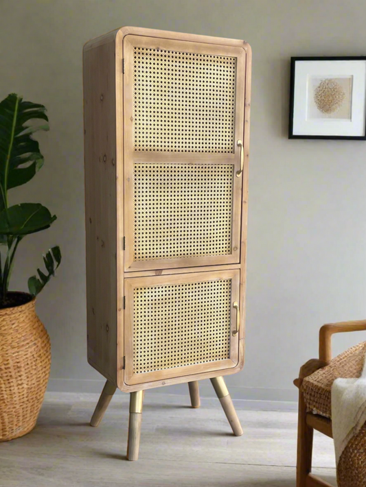 tall cane cabinet