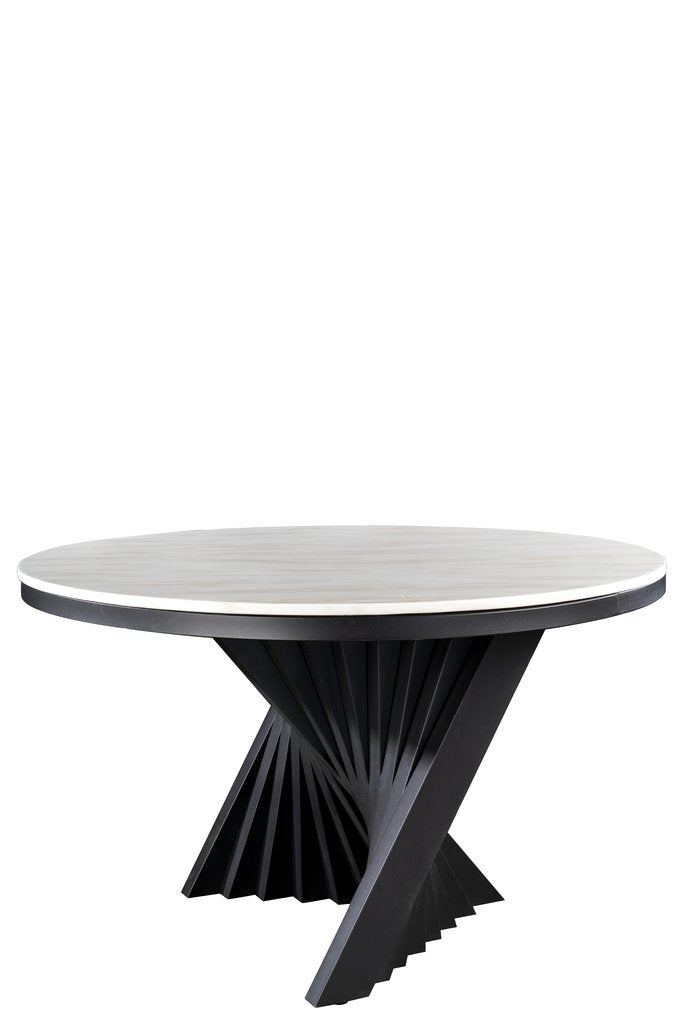 Waterfall Round Black Dining Set for 6 with Orange Chairs