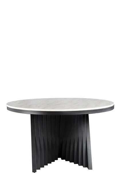 Waterfall Round Black Dining Set for 6 with Orange Chairs