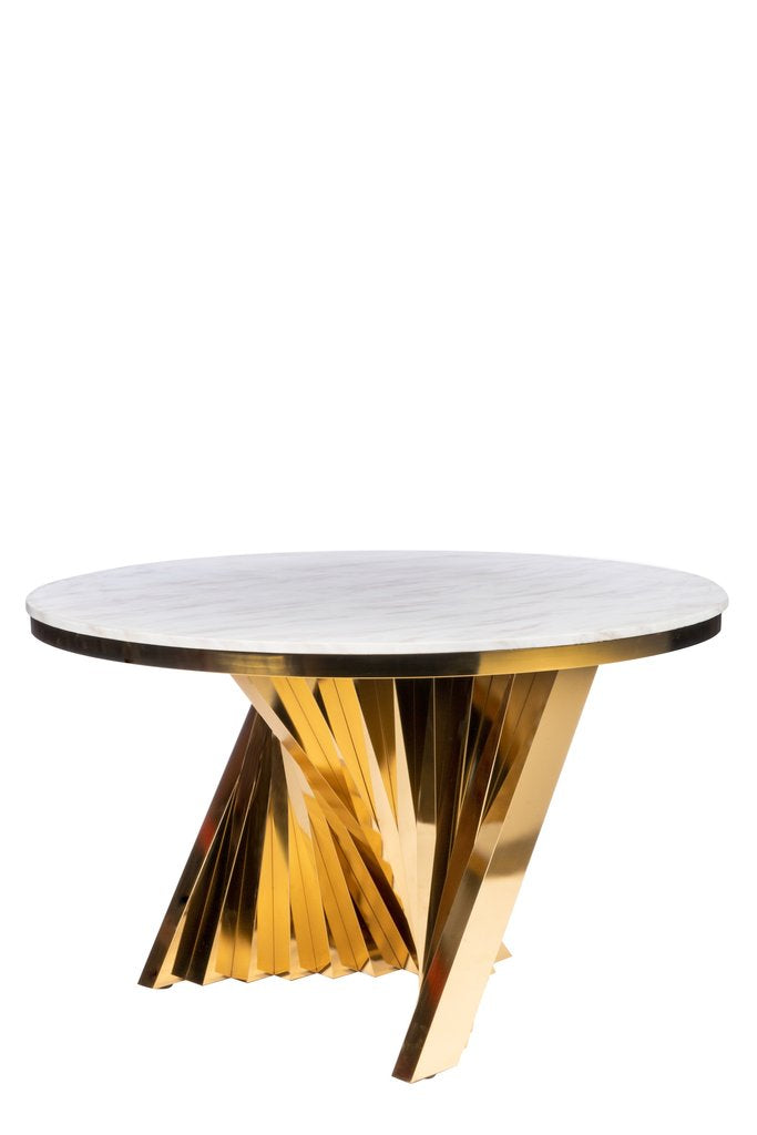 Conan Round Gold Dining Table Set for 6