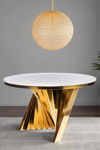 round marble top gold modern dining table