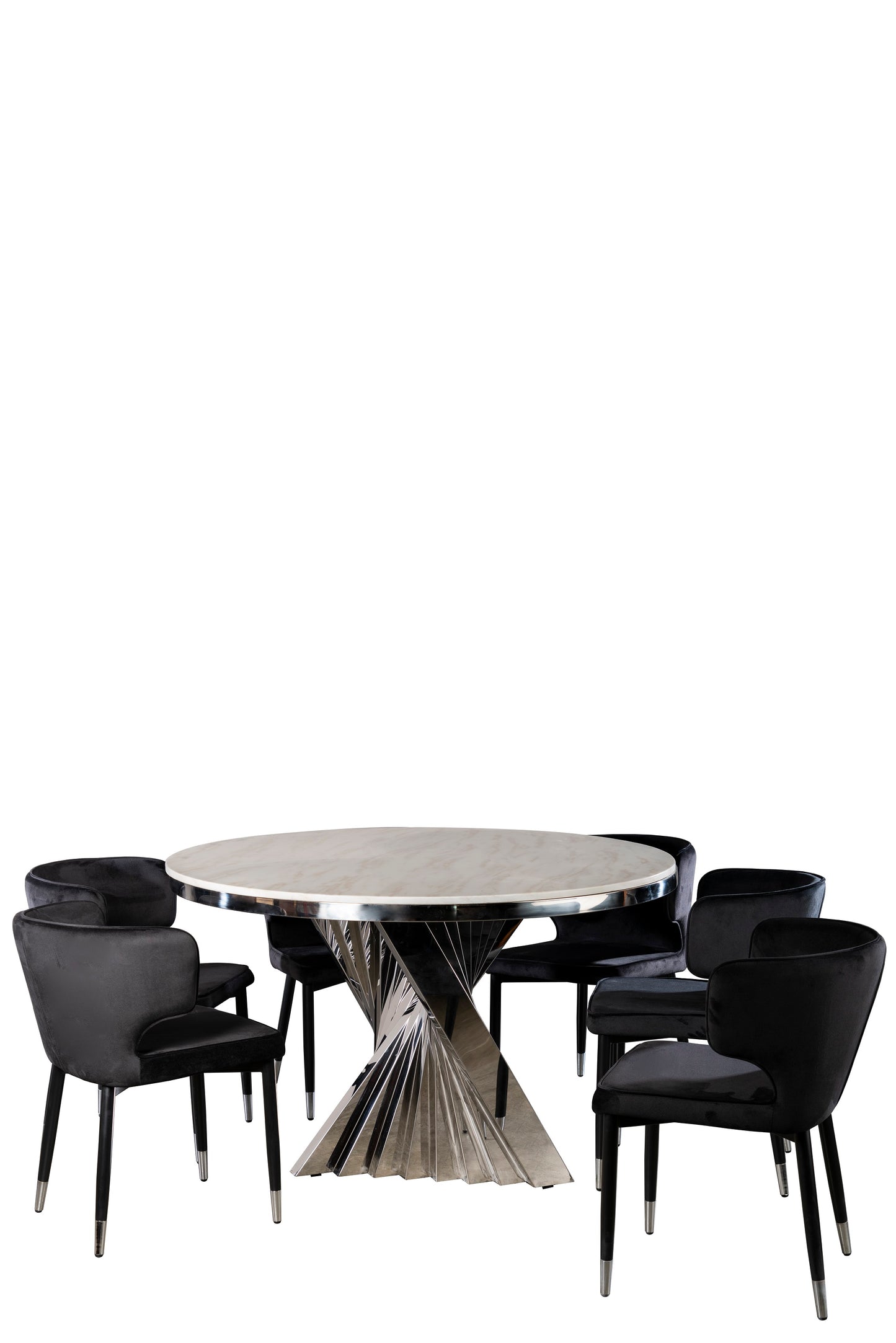 Waterfall Marble Top Chrome Dining Table