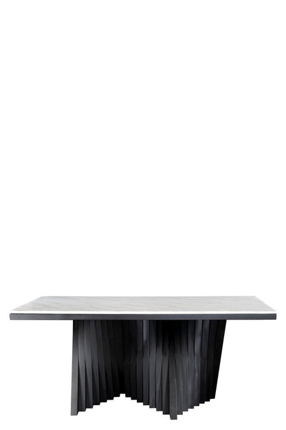 Black Waterfall Dining Set for 8 with Black and White Chairs