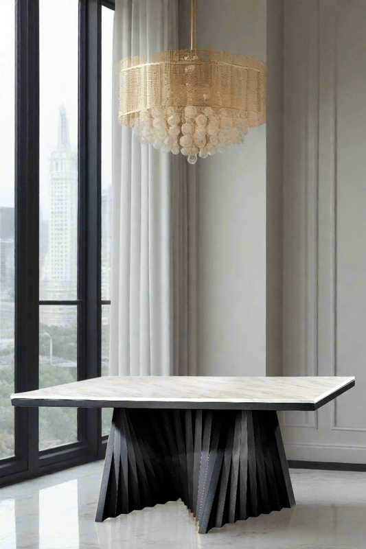 Waterfall Rectangular Marble Top 71" long Dining Table