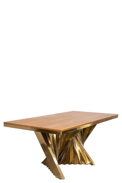 Waterfall Rectangular Wood Top Dining Table