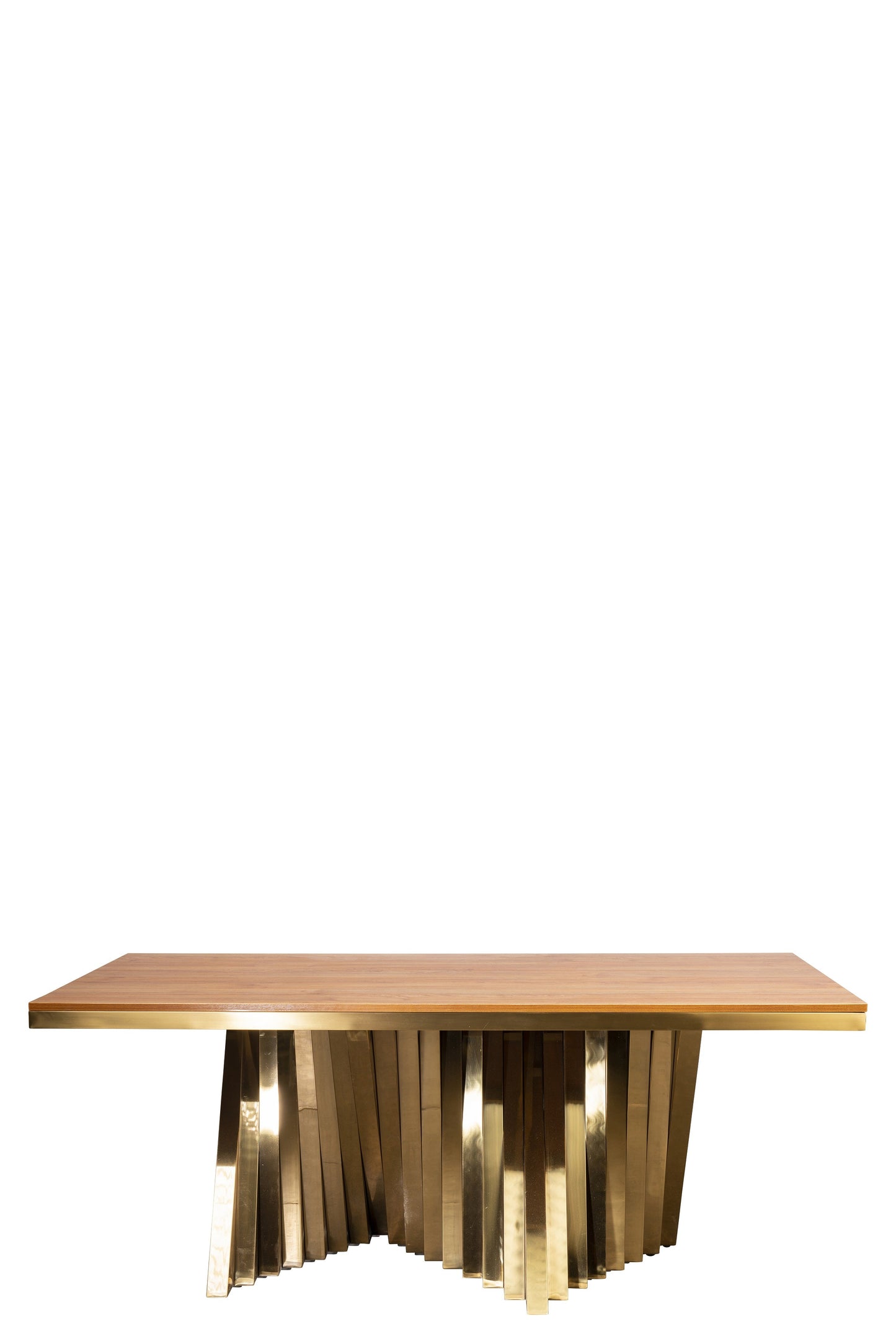 wood top gold dining table