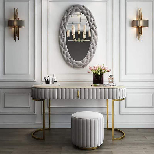 gray oval mirror