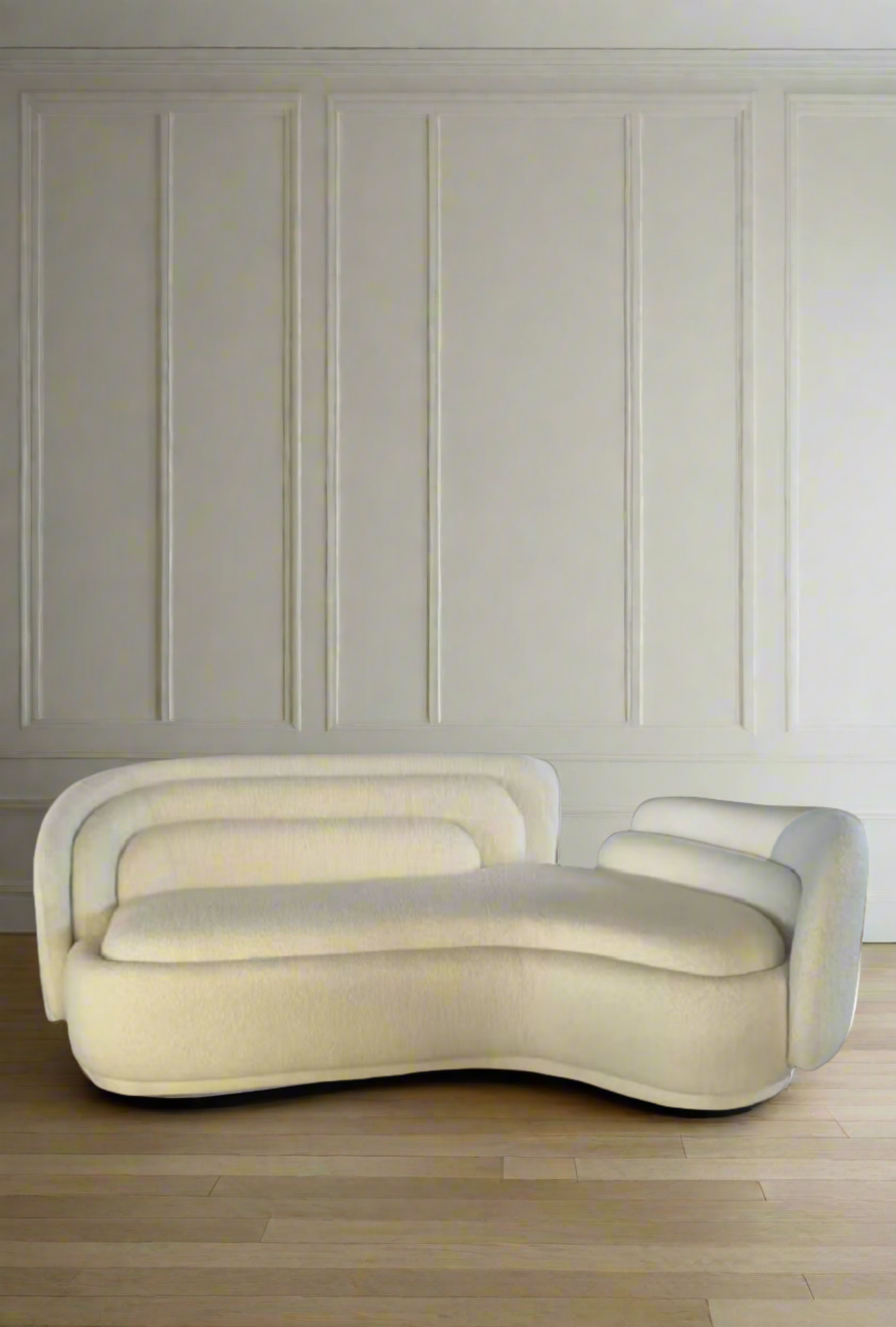 White curved sofa