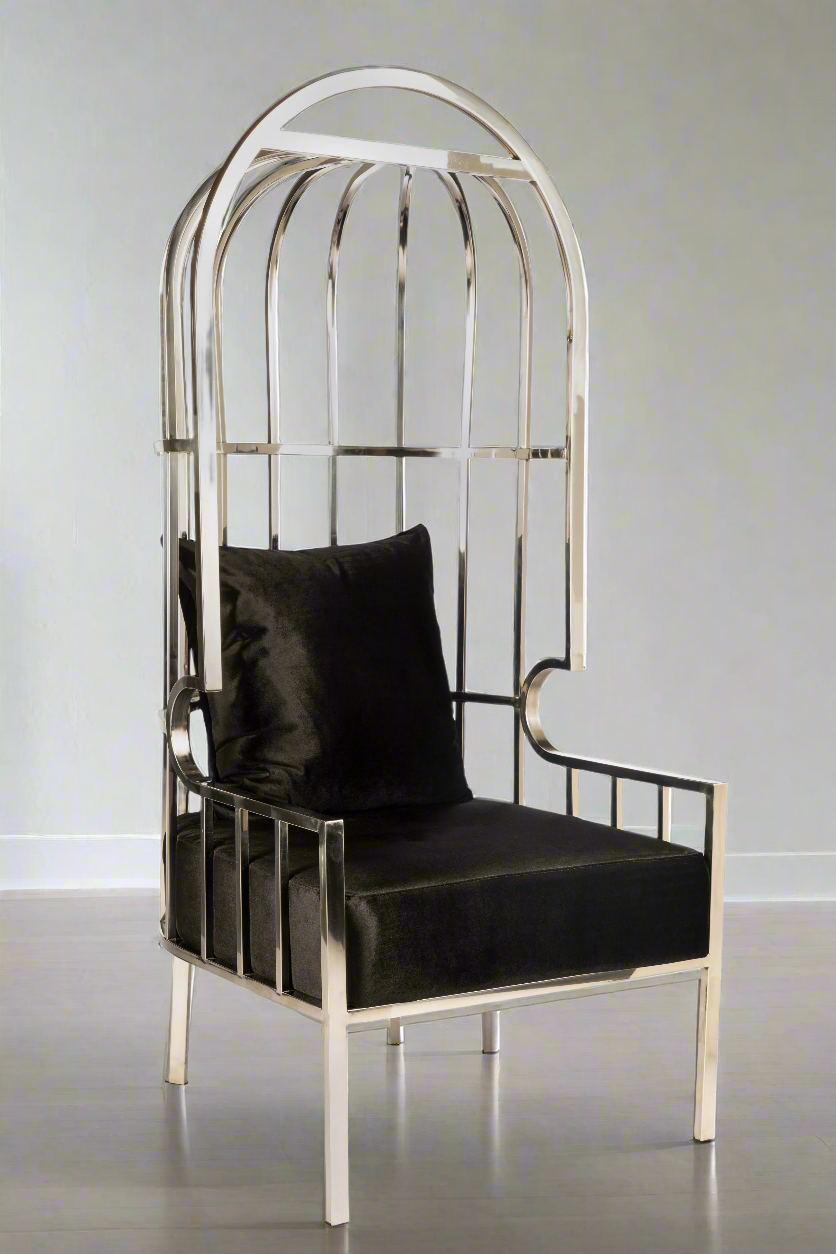 silver cage chair