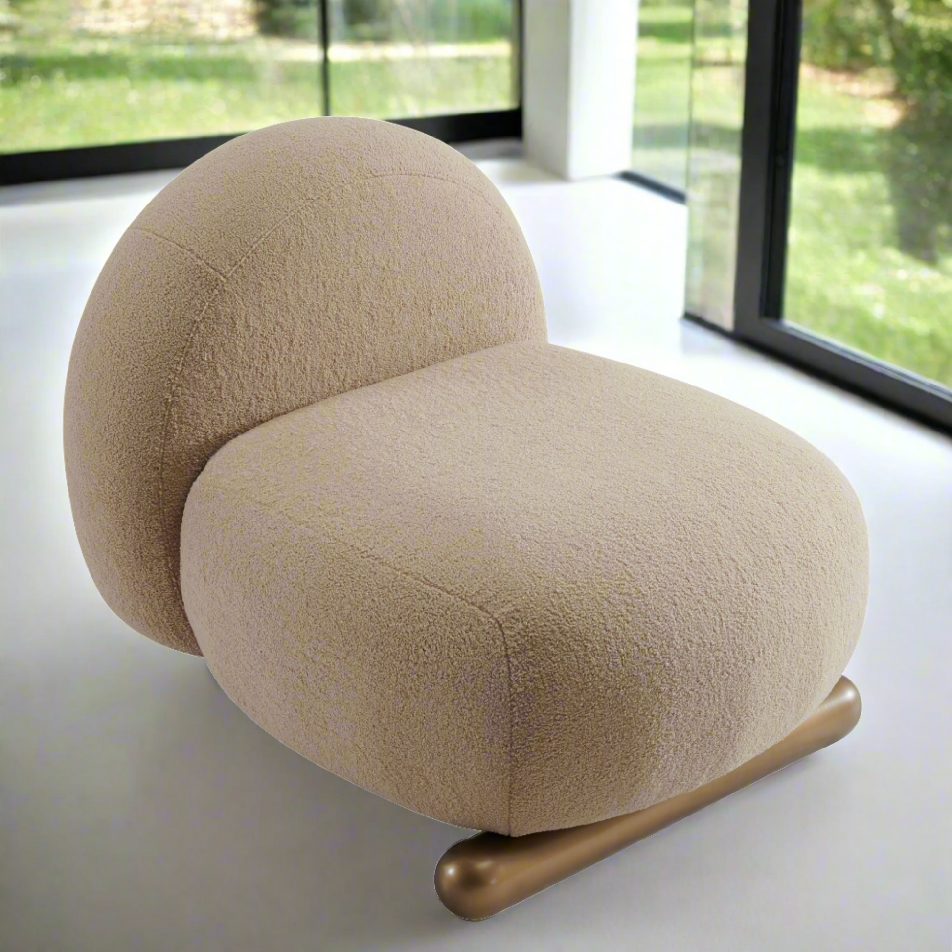 modern unique shearling lounge chair 