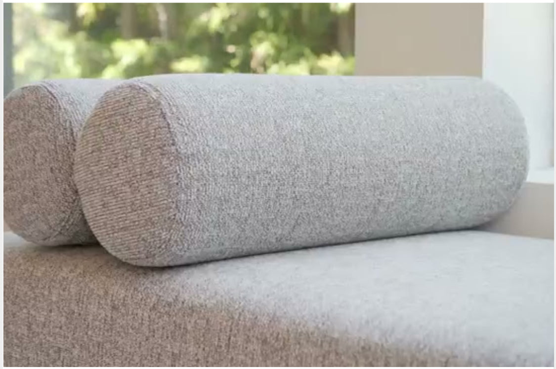 Milly Modern Gray Bench with Tube Pillow