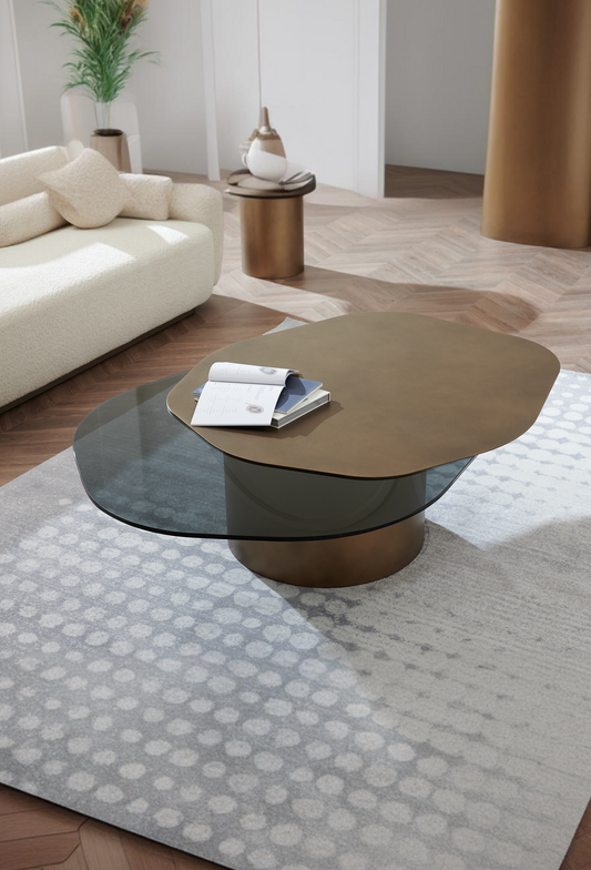 Kaylee free form brass coffee table