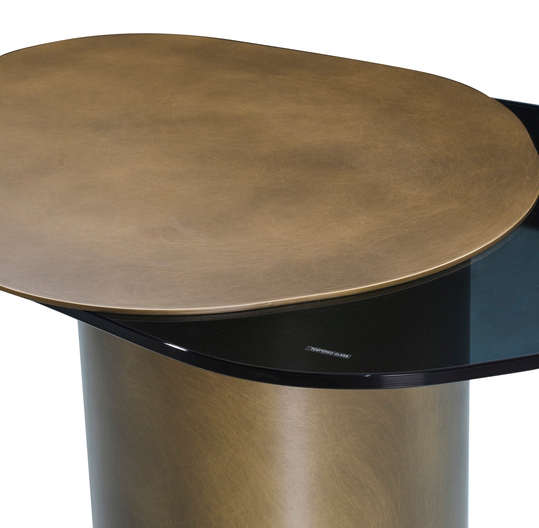 brass glass side table
