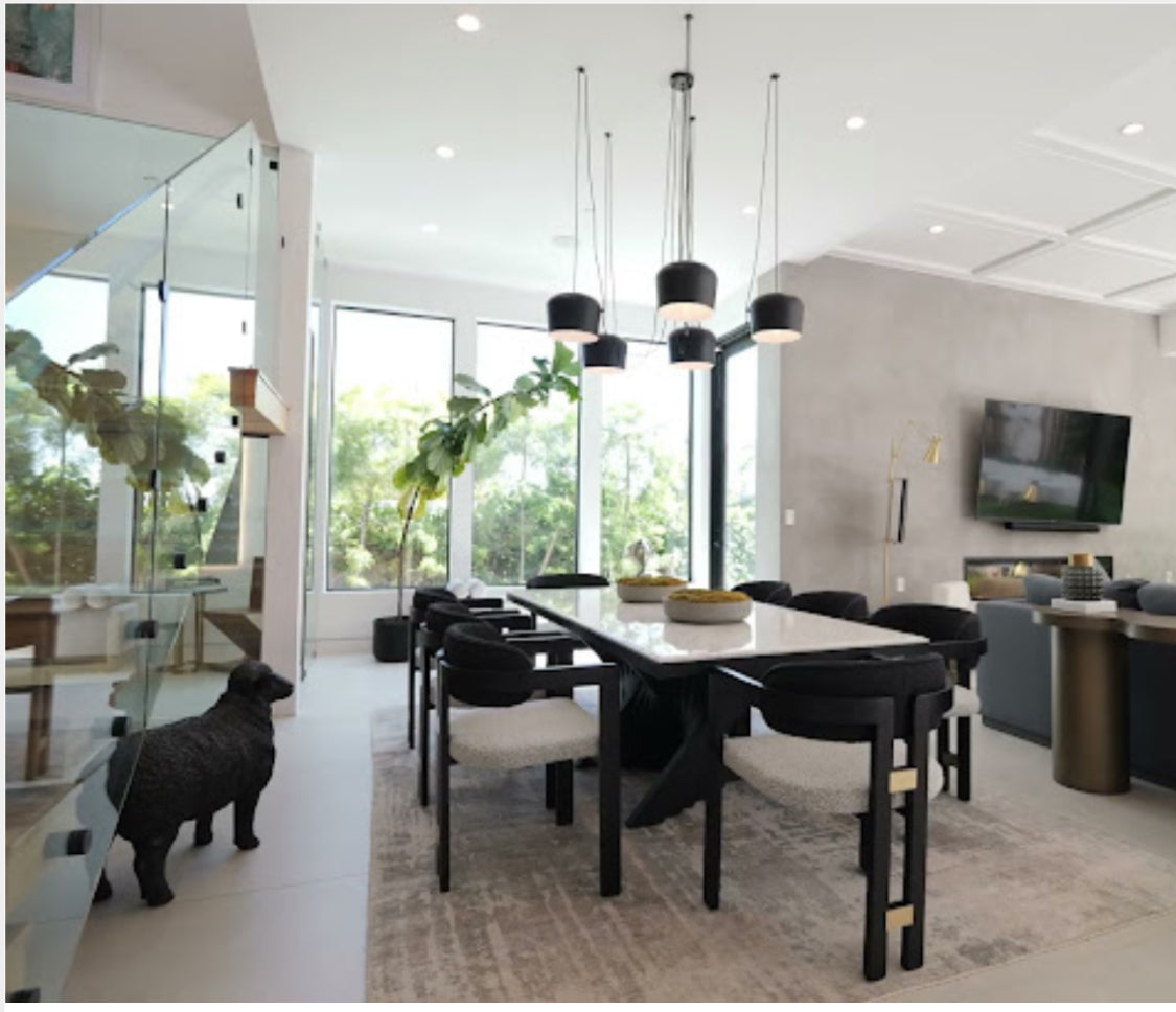 Modern chic dining table set for 8