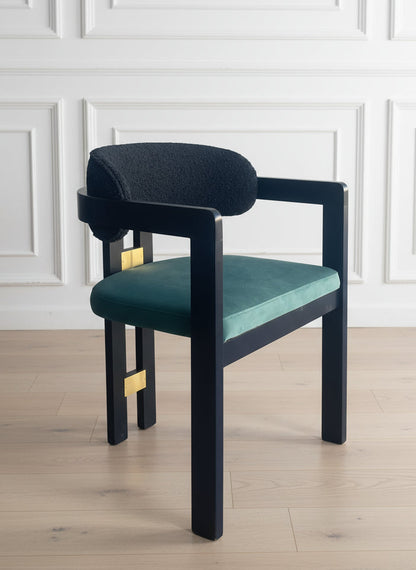 green dining chair with wood frame