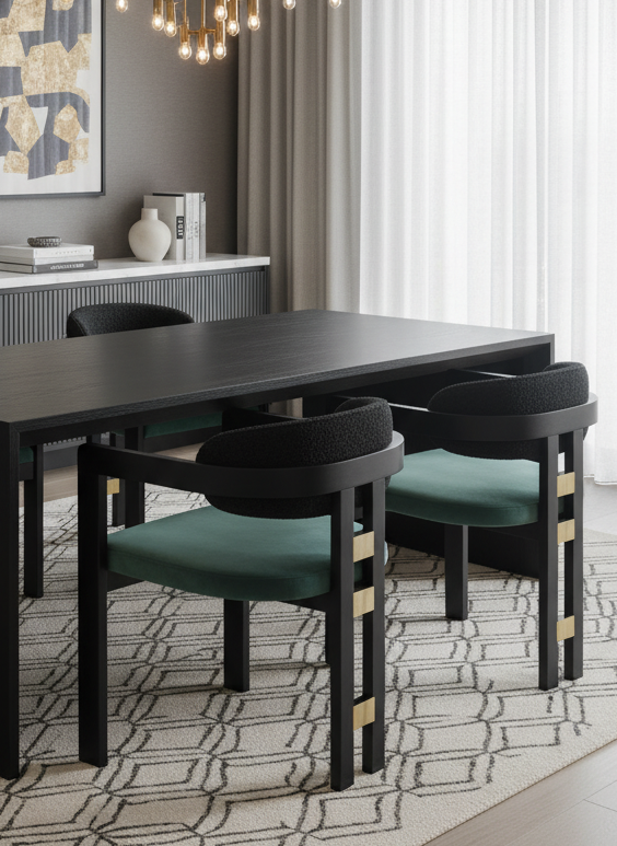 green upholstered dining chair