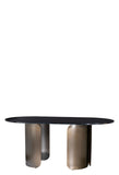 Nolan Marble Top Oval Bronze Dining Table Set with 6 Swivel Chairs