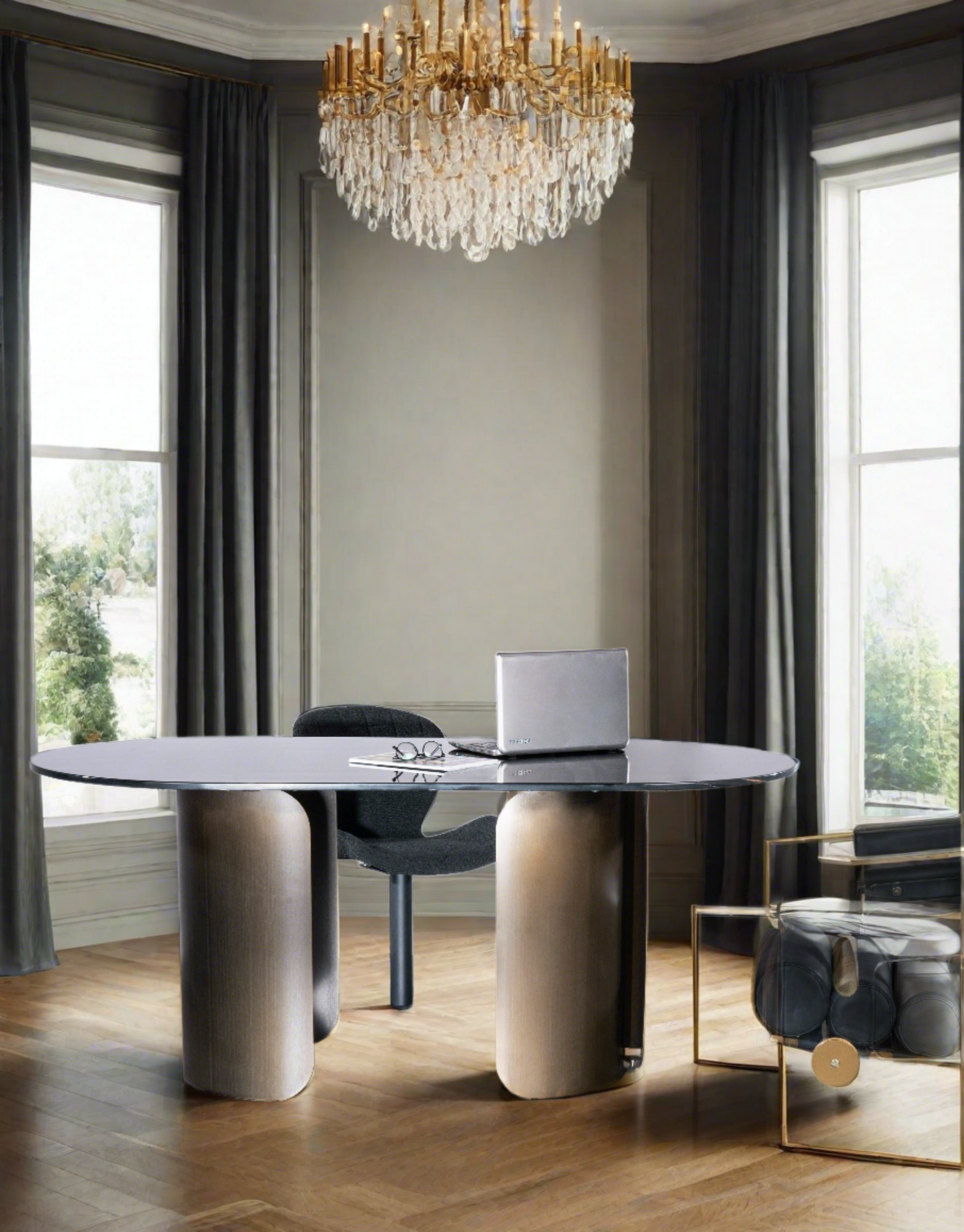  black marble top bronze executive glam desk 