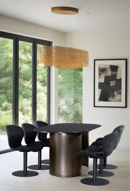 black boucle dining chair