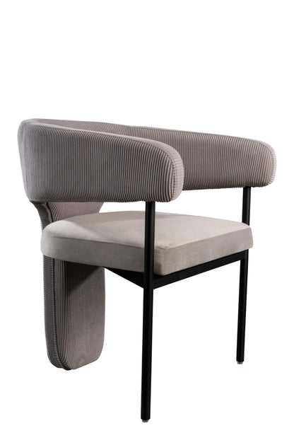 Sabrina Corduroy Armchair Dining Chair in Gray