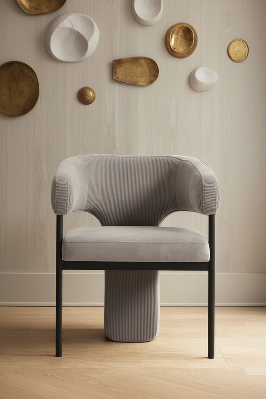 Sabrina Corduroy Armchair, Accent Chair  in Gray