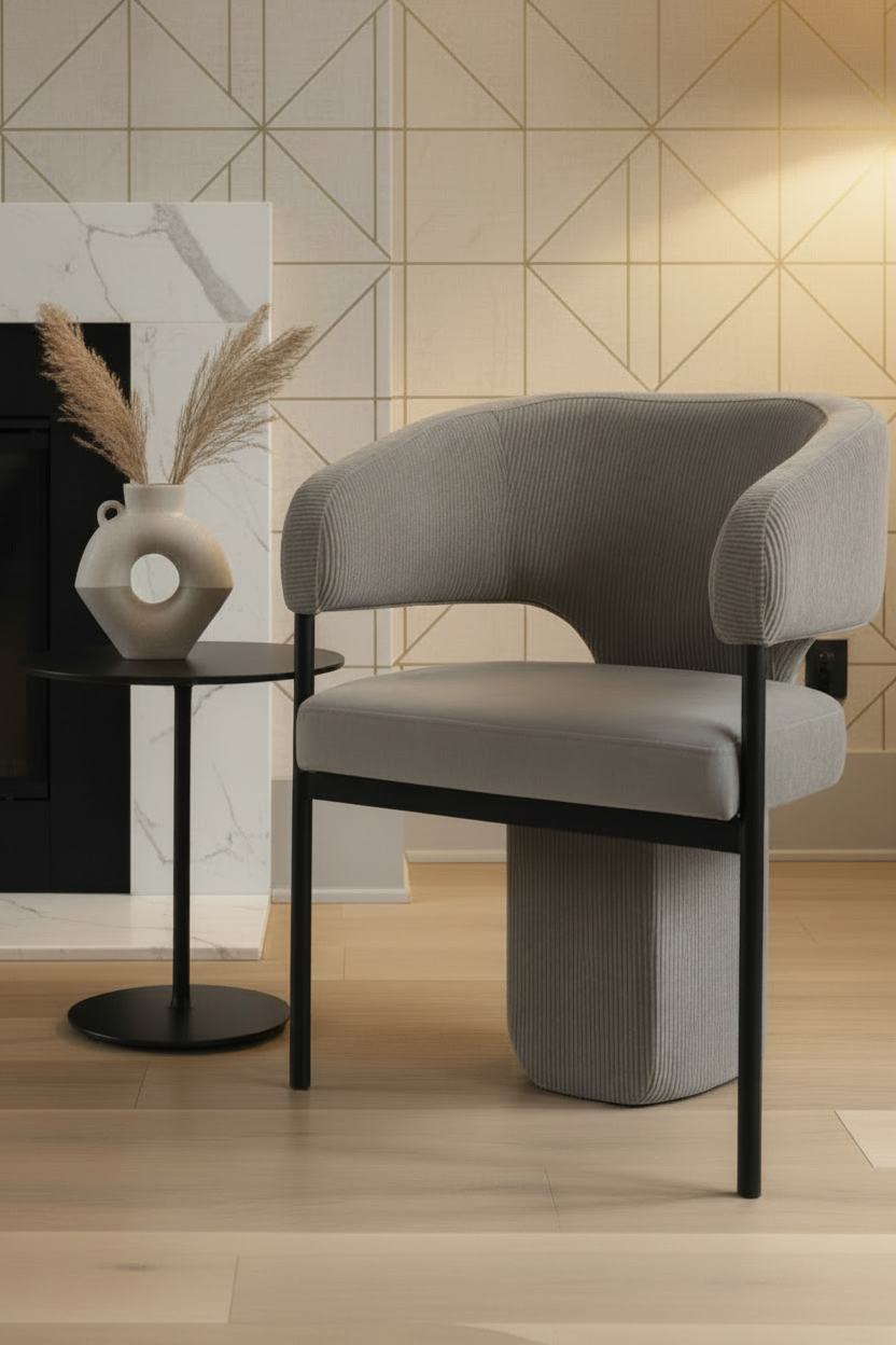 Sabrina Corduroy Armchair, Accent Chair  in Gray