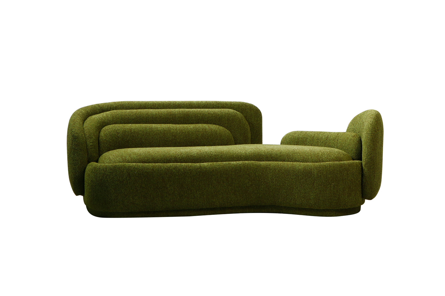 green boucle sofa