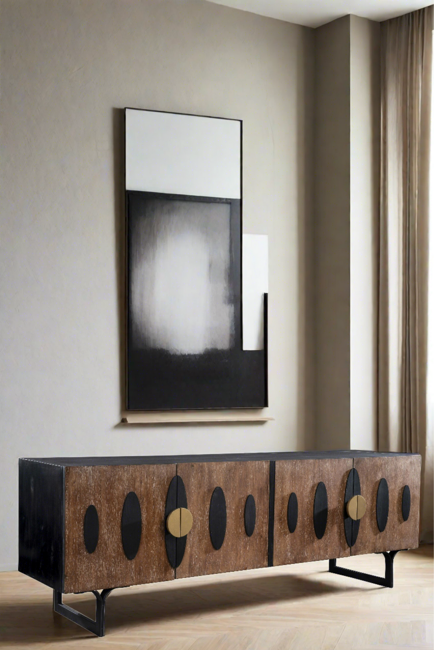 brown and black low sideboard