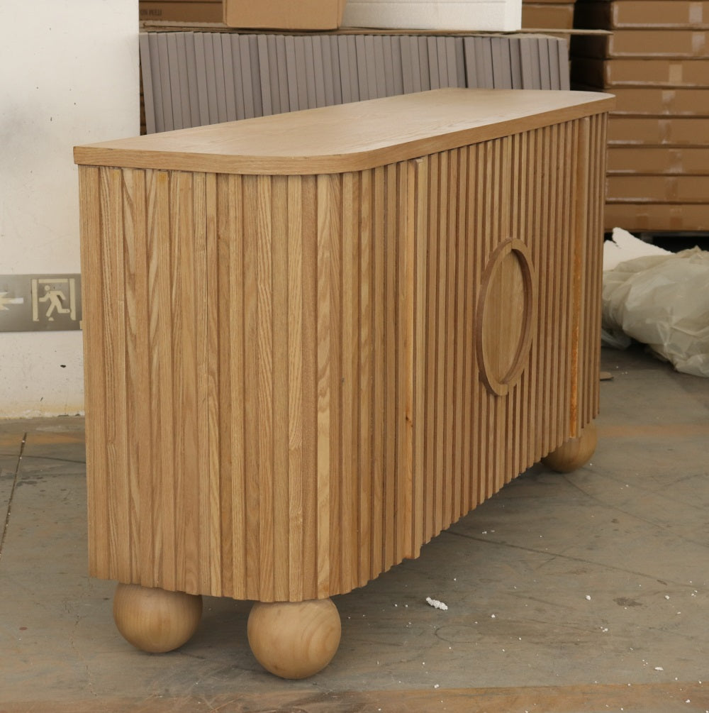 Lucca Fluted Sideboard Accent Cabinet with Ball Feet