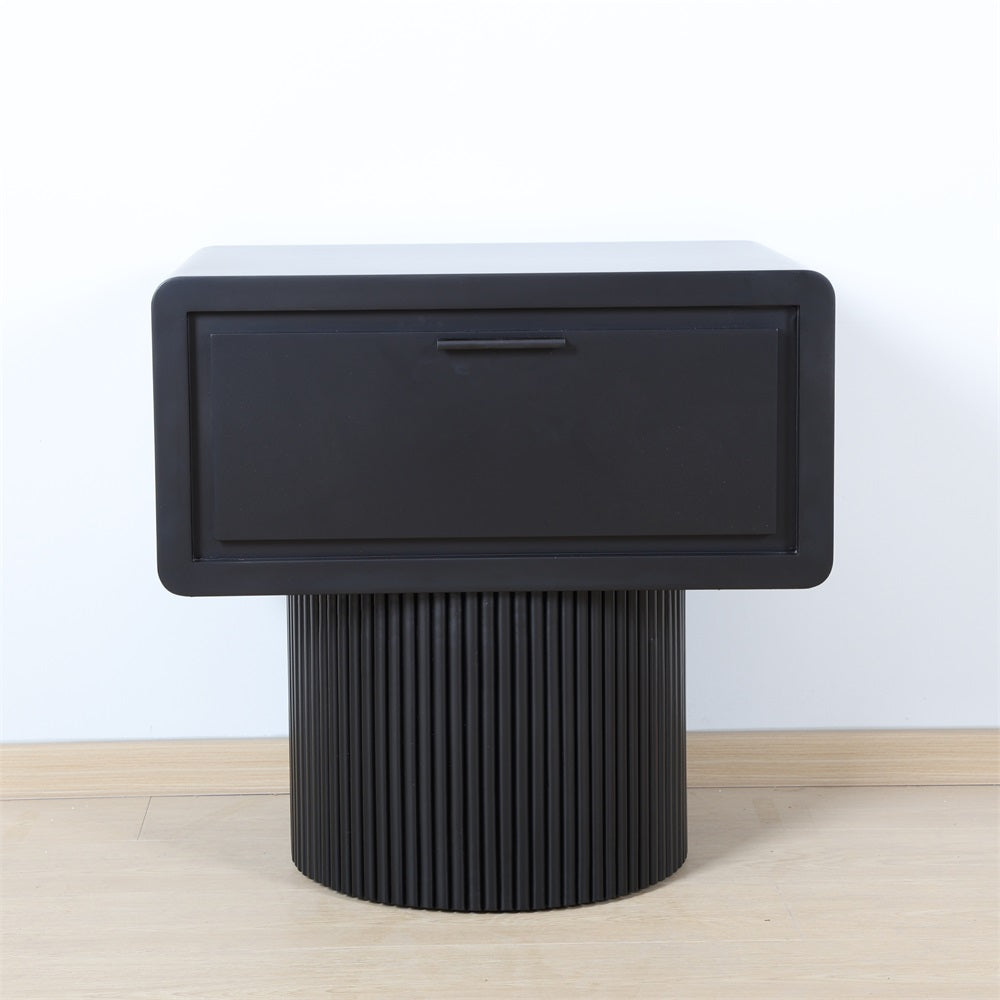 Marant Fluted Nightstand in Black