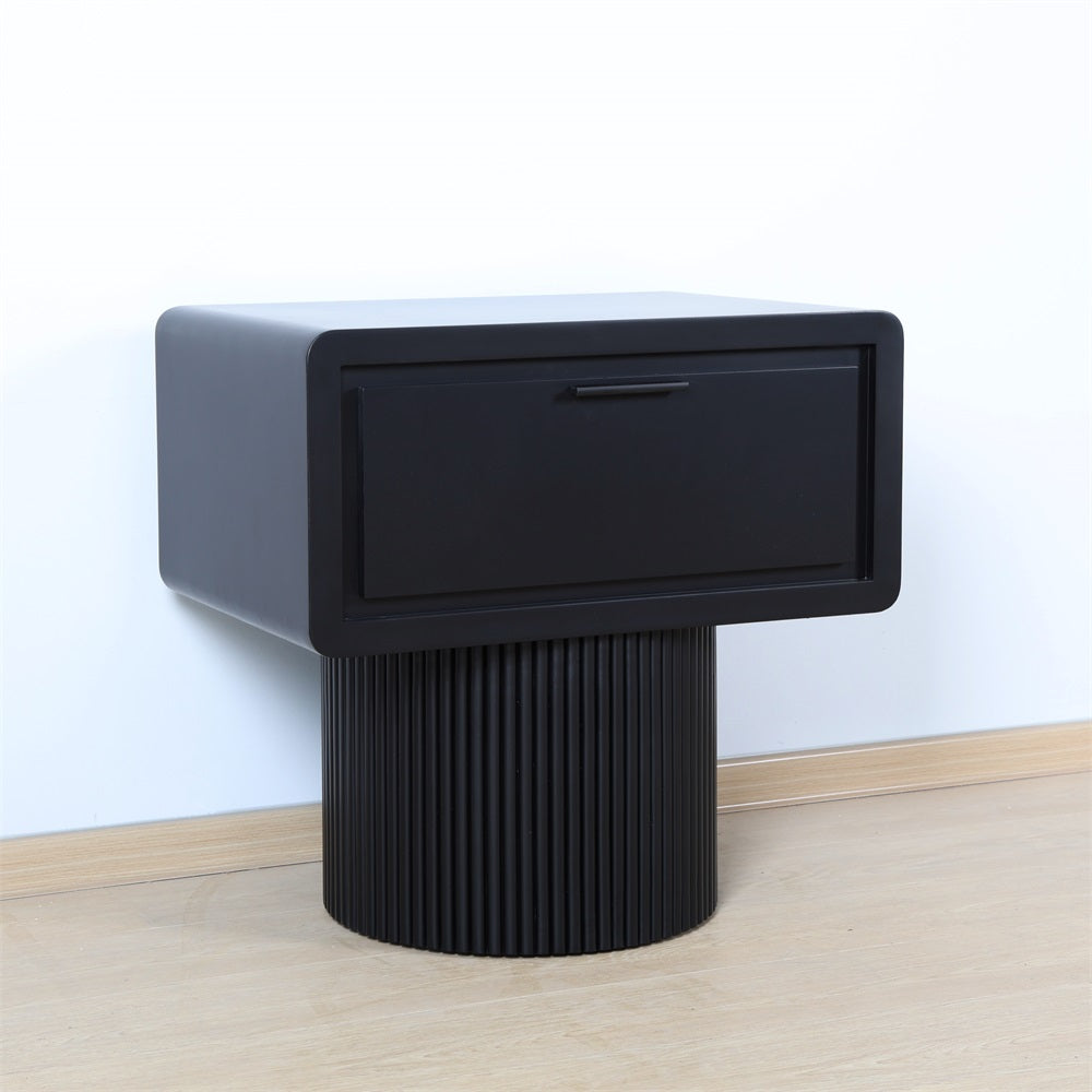 Marant Fluted Nightstand in Black