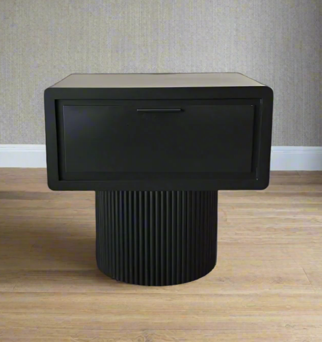 black fluted nightstand