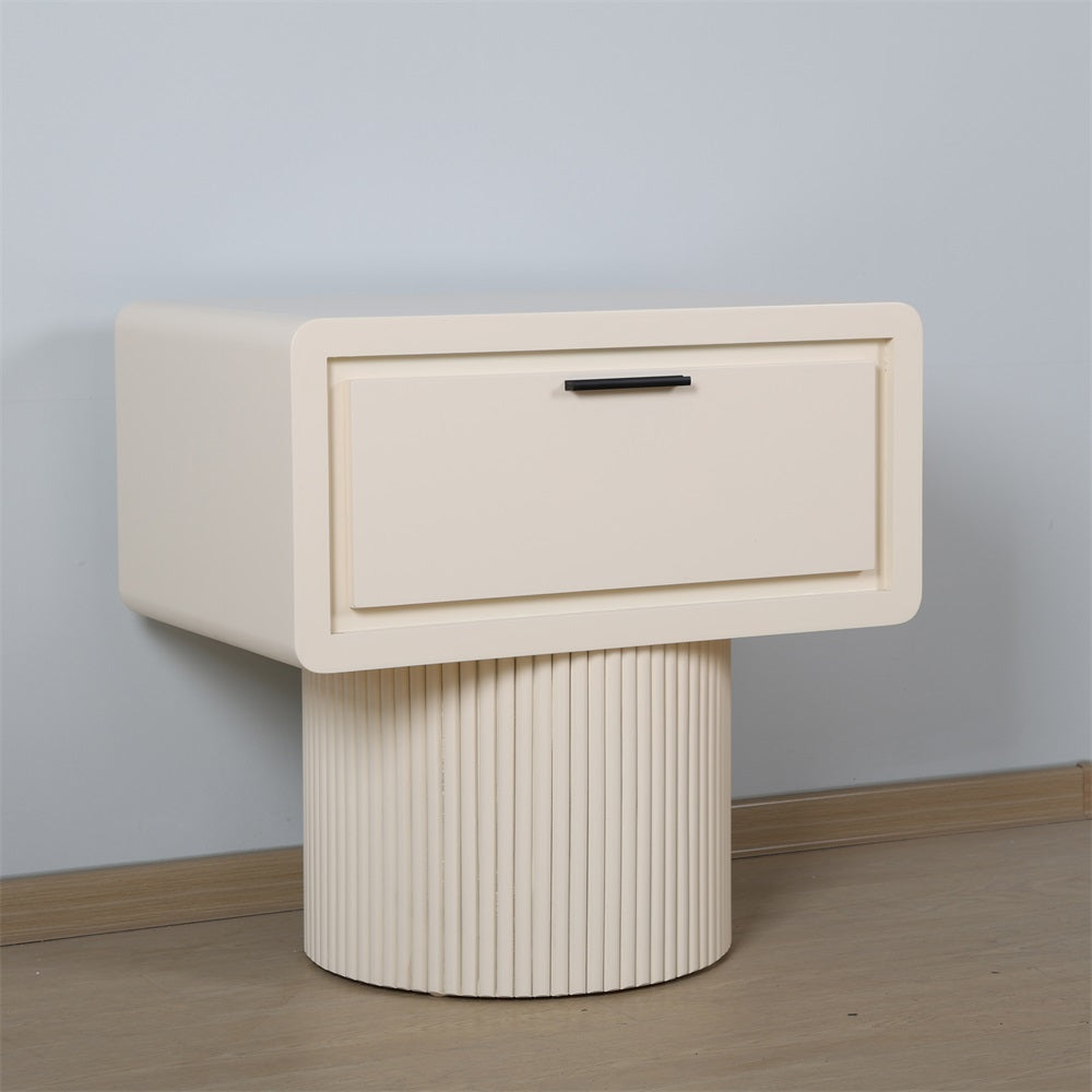 Marant Fluted Nightstand in Beige