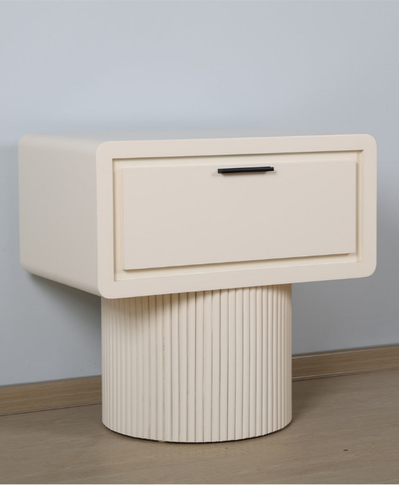 Marant Fluted Nightstand in Beige