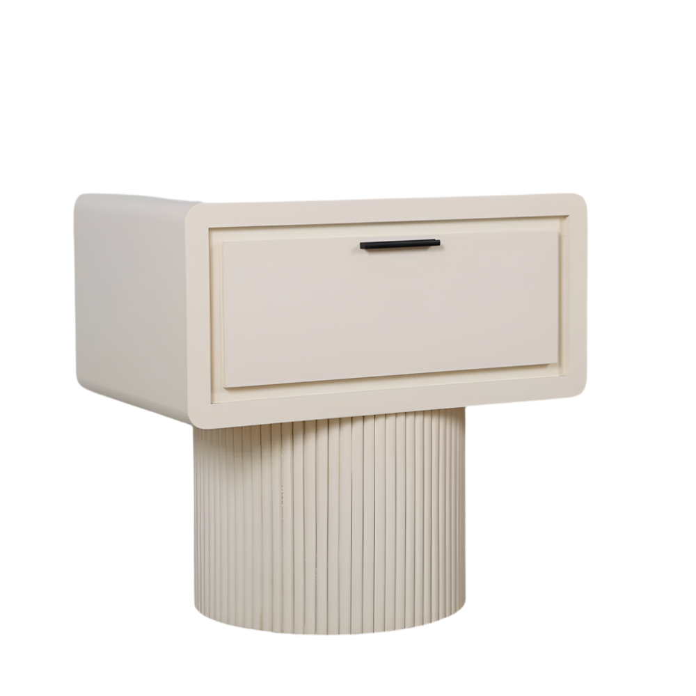 Marant Fluted Nightstand in Beige