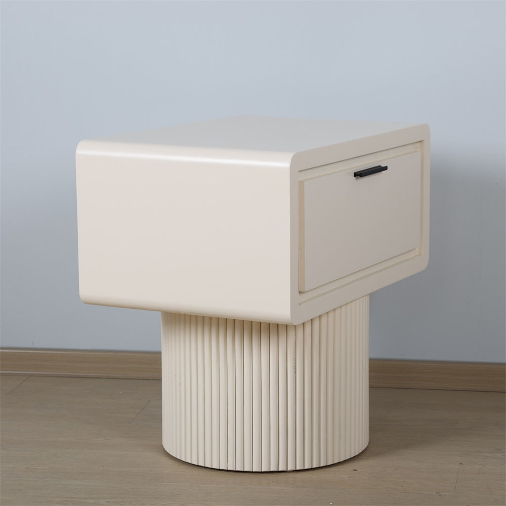 Marant Fluted Nightstand in Beige