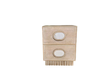 Lulu Light Oak Nightstand with White Handles