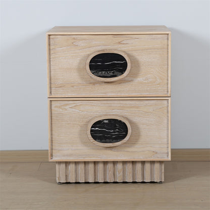 Lulu Light Oak Nightstand with Black Handles