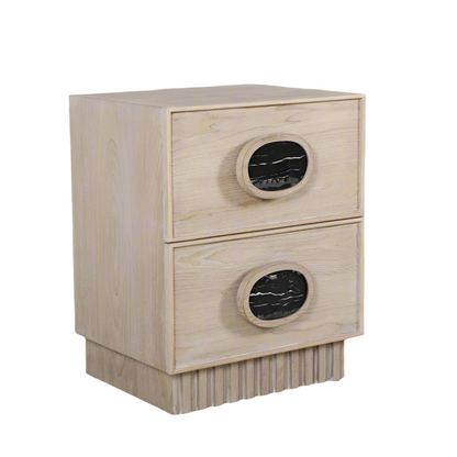 Lulu Light Oak Nightstand with Black Handles