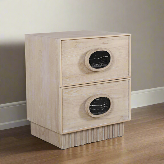 Lulu Light Oak Nightstand with Black Handles