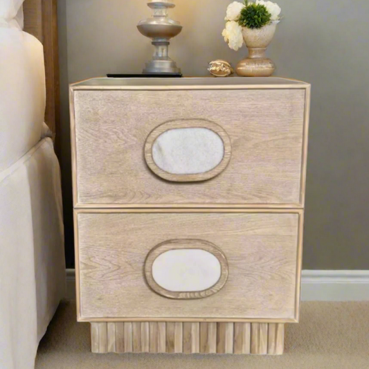 Lulu Light Oak Nightstand with White Handles