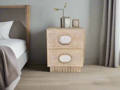 Lulu Light Oak Nightstand with White Handles