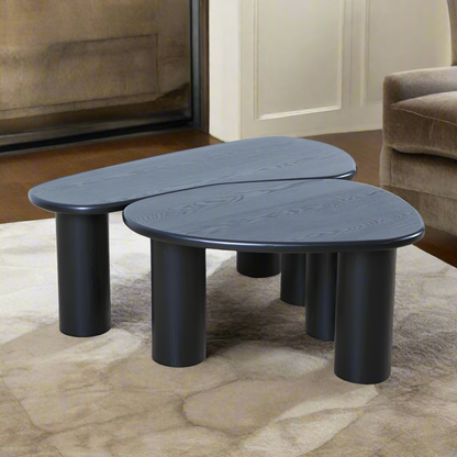 Fendy Set of 2 Free Form Wood Coffee Tables