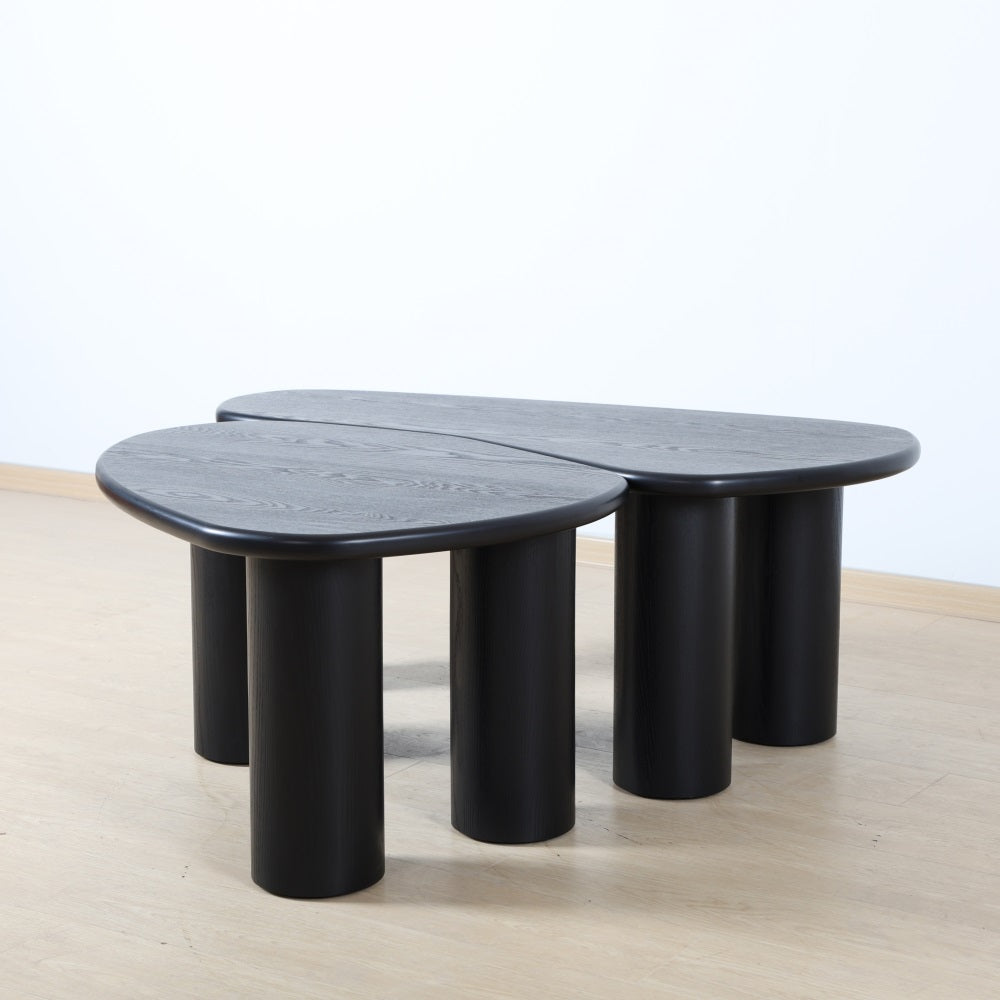 Fendy Set of 2 Free Form Wood Coffee Tables