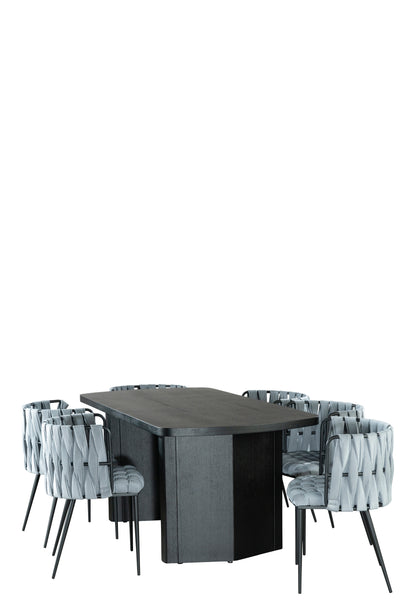 Bradley Rectangular Dining Table Set in Black and Gray