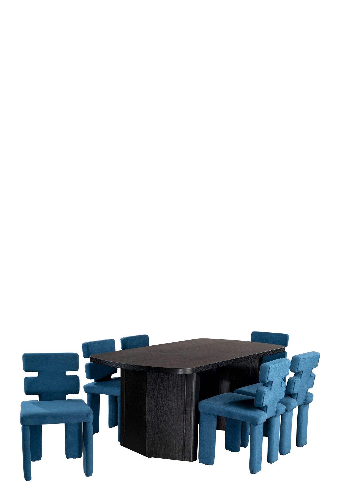 Mya Rectangular Dining Table Set for 6 in Blue