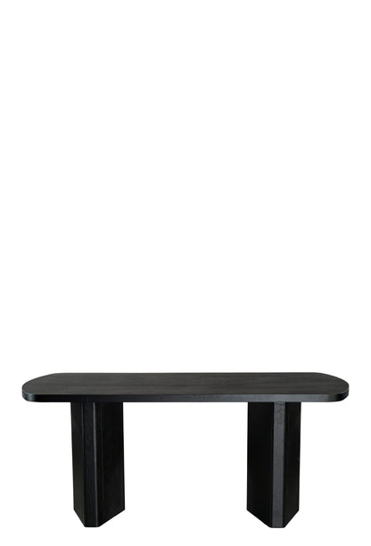 Bradley Rectangular Dining Table Set with 6 Swivel chairs in Black and Blue