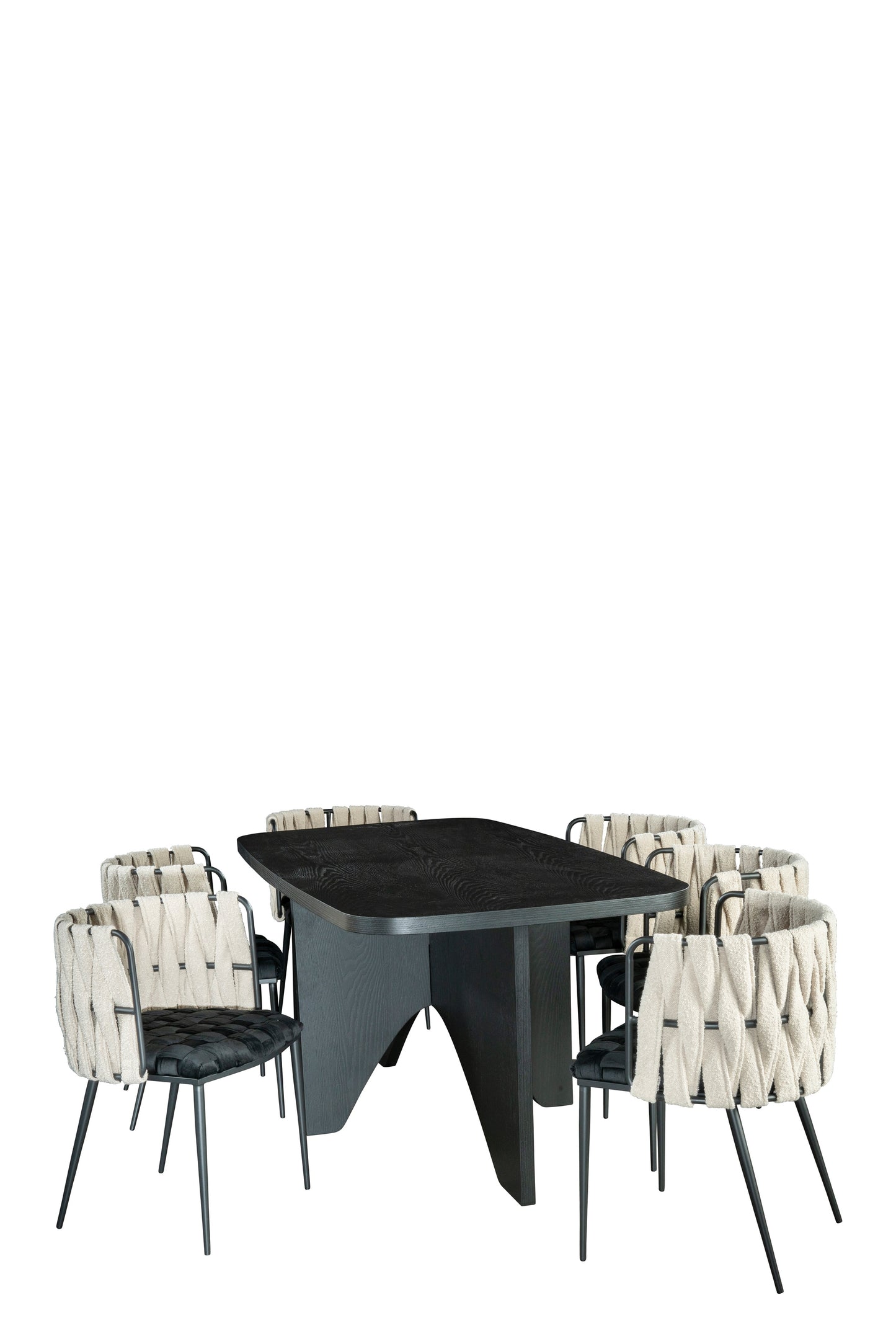 Finneas Rectangular Dining Table Set in Black and White